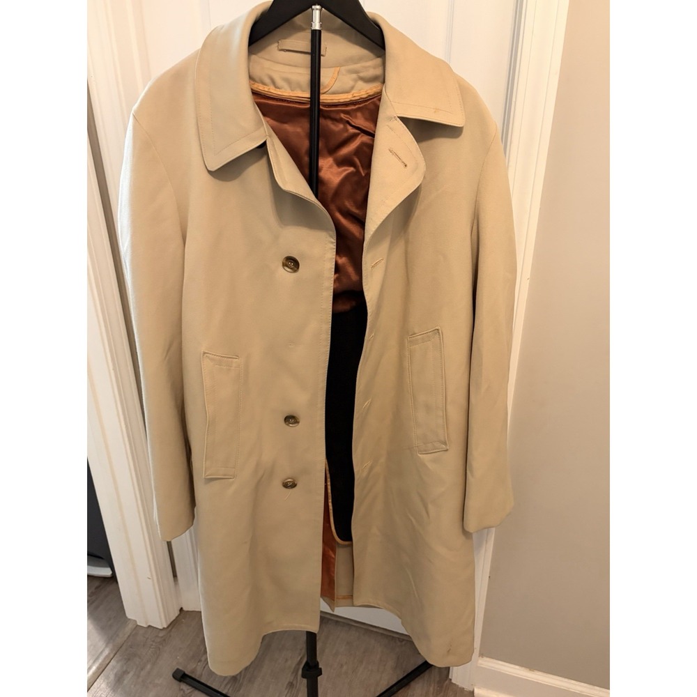 80s Vintage The Men's Shop JCPenney Trench Coat Beige 38R Grandpa Core As Is